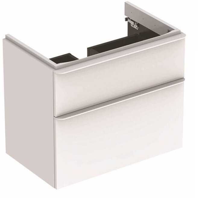 Meuble bas Geberit Smyle Square pour lavabo 60 cm avec deux tiroirs en blanc laqué ultra-brillant