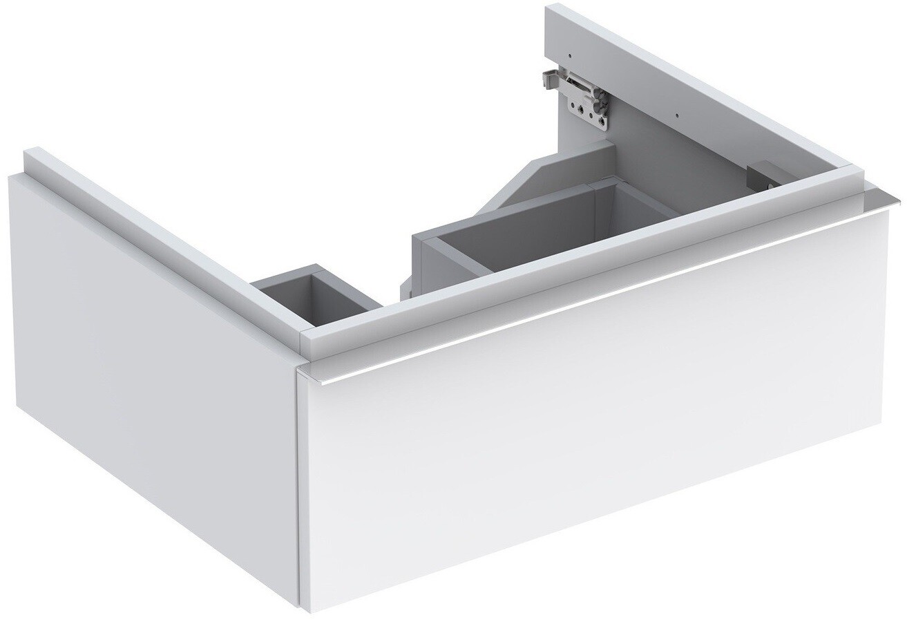 Meuble bas pour lavabo Geberit iCon 60 cm avec un tiroir en blanc laqué ultra-brillant
