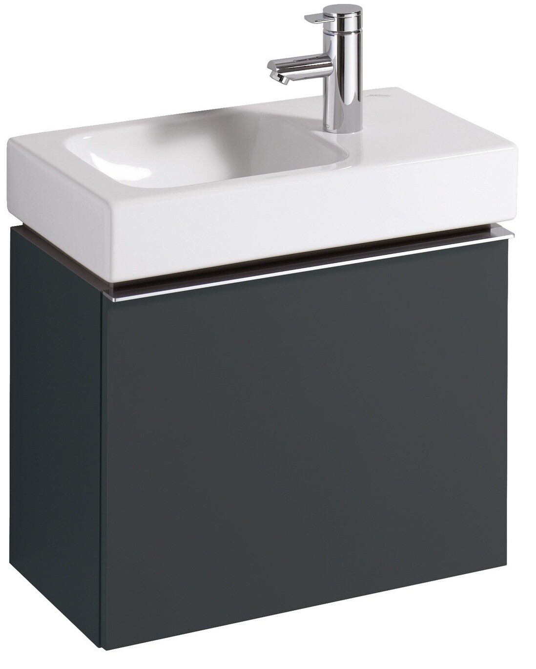 Meuble bas Geberit iCon pour lave-mains 53 cm avec un tiroir en gris velouté laqué mat