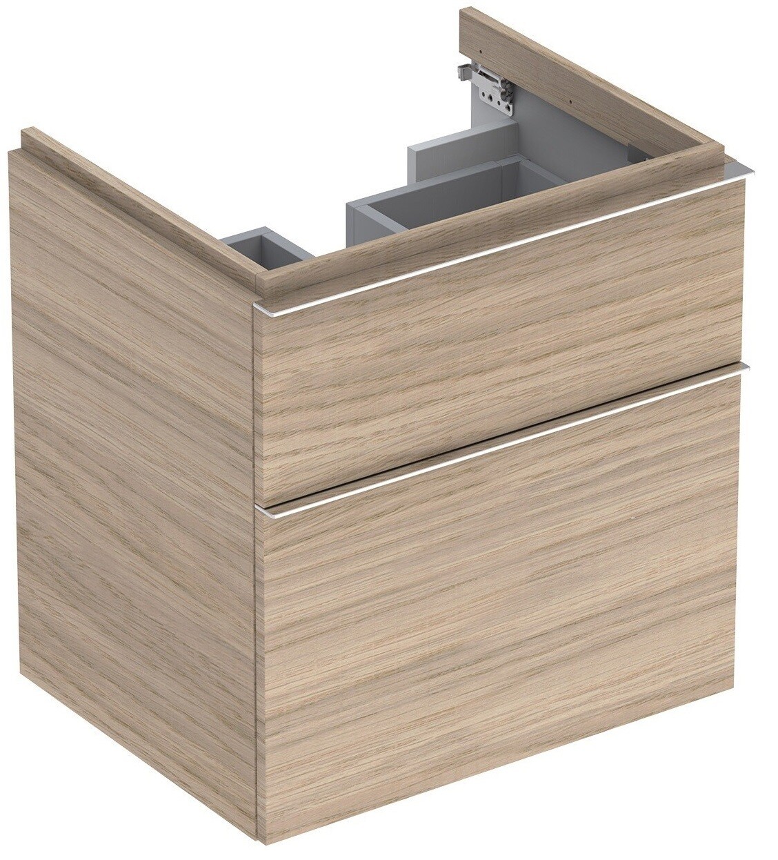 Meuble bas pour lavabo Geberit iCon 60 cm avec deux tiroirs en chêne naturel