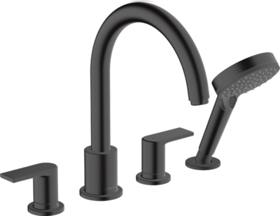Mélangeur 4 trous pour montage sur bord de baignoire Hansgrohe Vernis Blend en noir mat