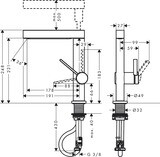 Finoris Mitigeur de lavabo 230 avec douchette extractible 2jet, bonde clic-clac