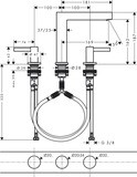 Finoris Mélangeur de lavabo 3 trous 160, bonde clic-clac