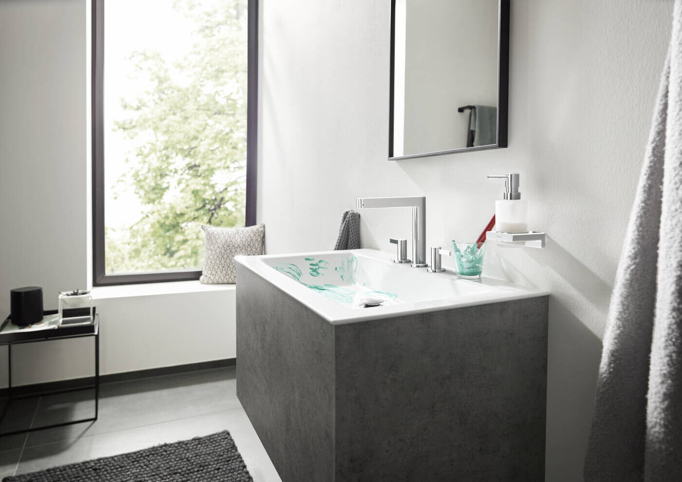 Mélangeur de lavabo 3 trous Hansgrohe Finoris 160 avec bonde push-open — vue 3