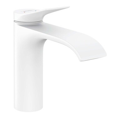 Mitigeur de lavabo Hansgrohe Vivenis 110 avec tirette et vidage en blanc mat