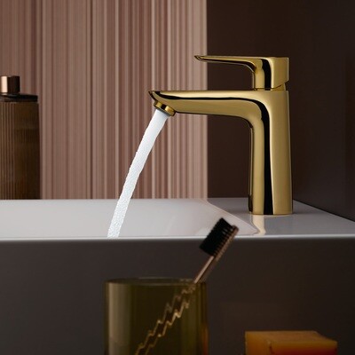Mitigeur de lavabo Hansgrohe Talis E 110 avec tirette et vidage en doré poli