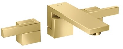 Mélangeur de lavabo 3 trous encastré AXOR Edge 190 avec bonde push-open en doré poli