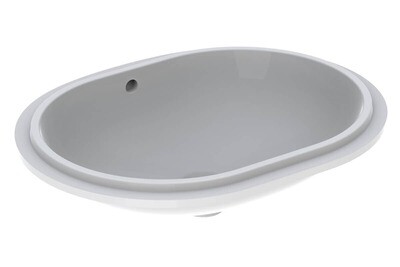 Vasque à encastrer par le dessous Geberit VariForm oblongue 62.5 x 49 cm avec trop plein