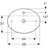 Vasque bol Geberit VariForm ovale 60 x 45 cm avec plage de robinetterie