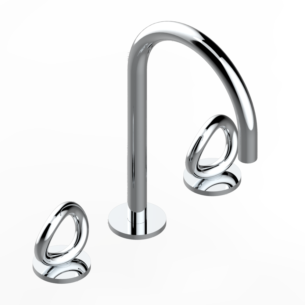 Mélangeur de lavabo 3 trous THG avec vidage pour serrage marbre - Collection "O"