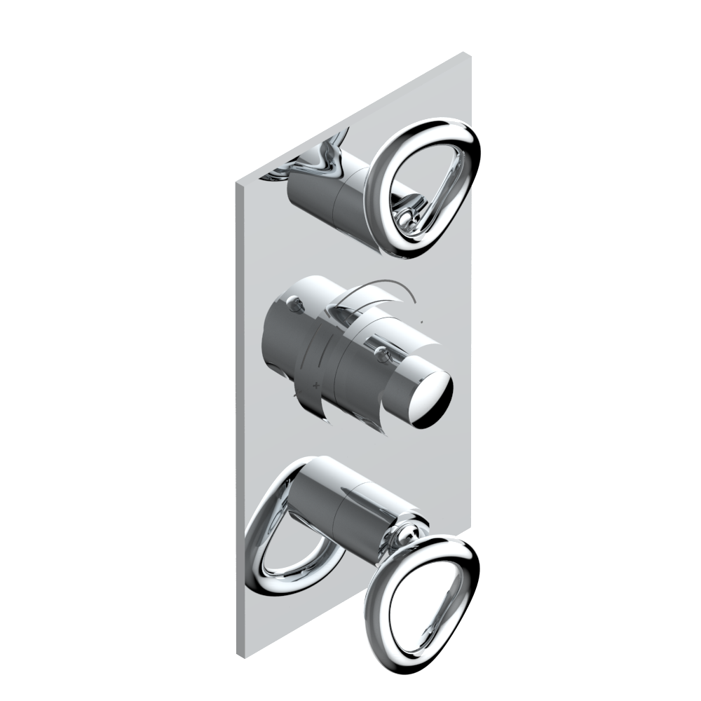 Set de finition THG pour douche thermostatique à encastrer avec deux robinets d&#39;arrêt à 2 fonctions - Collection &quot;O&quot;