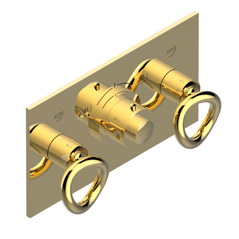 Set de finition THG pour douche thermostatique à encastrer avec deux robinets d'arrêt pour installation horizontale à 2 fonctions - Collection "O" - vue 3