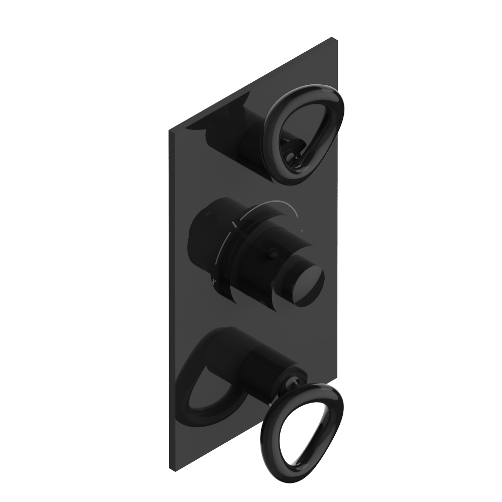 Set de finition THG pour douche thermostatique à encastrer avec deux robinets d'arrêt à 2 fonctions - Collection "O"
