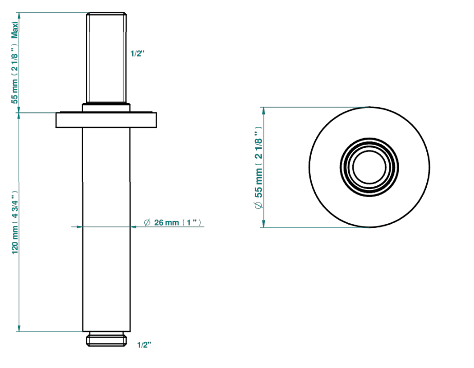 Bras de douche THG 120 mm verticale - Collection "O" - vue 5