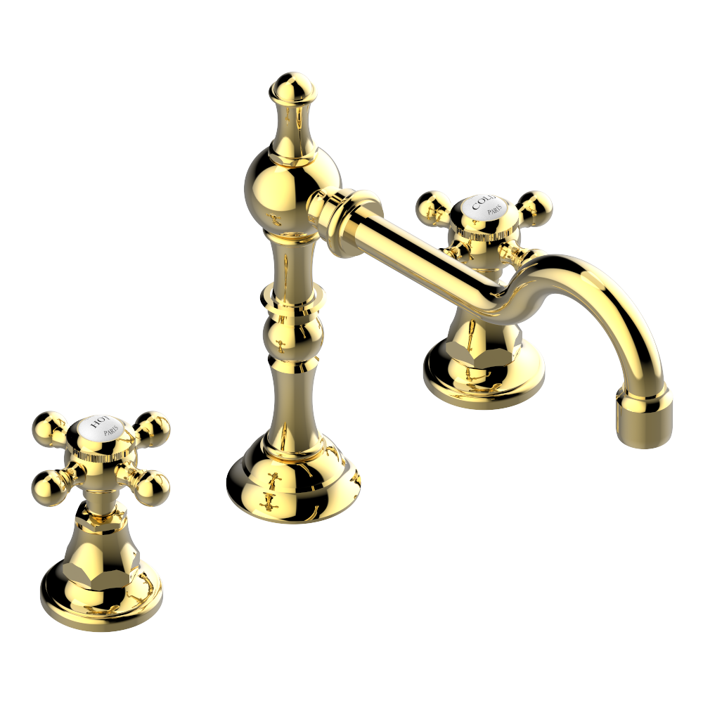Mélangeur de lavabo 3 trous THG avec vidage - Collection "1900" — vue 4