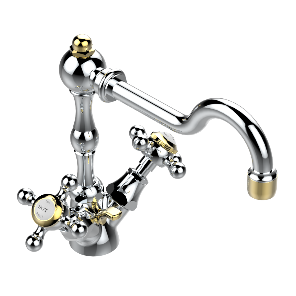 Mélangeur de lavabo monotrou THG avec vidage - Collection "1900" — vue 4