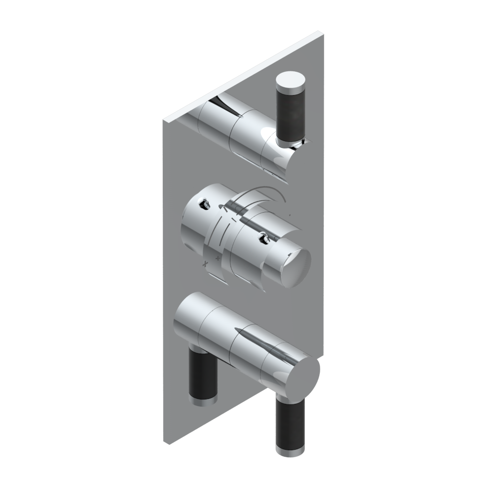 Set de finition THG pour douche thermostatique à encastrer avec deux robinets d&#39;arrêt à 2 fonctions - Collection &quot;Anoa&quot;