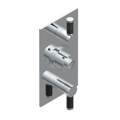 Set de finition THG pour douche thermostatique à encastrer avec deux robinets d&#39;arrêt à 2 fonctions - Collection &quot;Anoa&quot;
