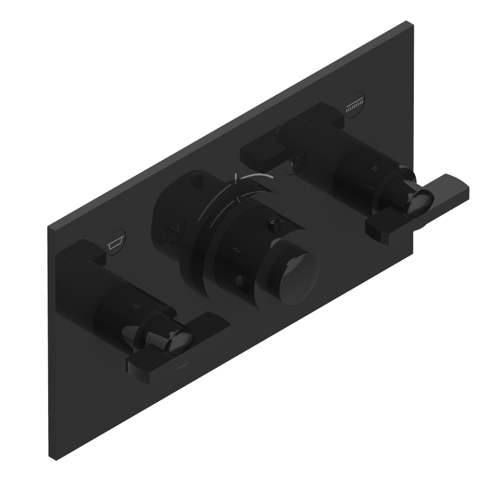 Set de finition THG pour douche thermostatique à encastrer avec deux robinets d'arrêt pour installation horizontale à 2 fonctions - Collection "Le 11" — vue 2