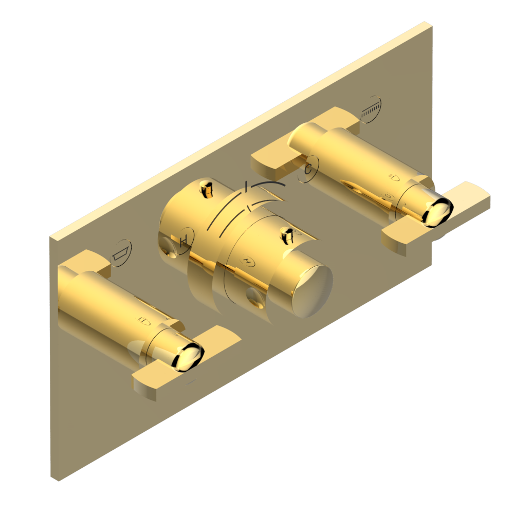 Set de finition THG pour douche thermostatique à encastrer avec deux robinets d'arrêt pour installation horizontale à 2 fonctions - Collection "Le 11" — vue 3
