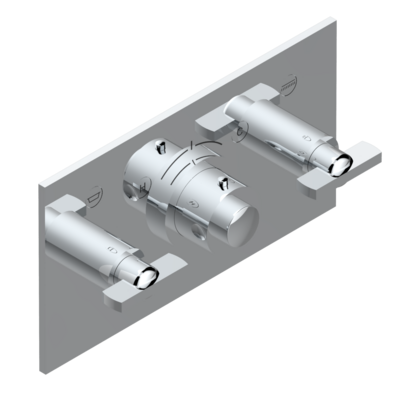 Set de finition THG pour douche thermostatique à encastrer avec deux robinets d&#39;arrêt pour installation horizontale à 2 fonctions - Collection &quot;Le 11&quot;
