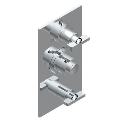 Set de finition THG pour douche thermostatique à encastrer 3 fonctions avec une fonction arrêt et 2 sorties et une fonction arrêt simple - Collection &quot;Le 11&quot;