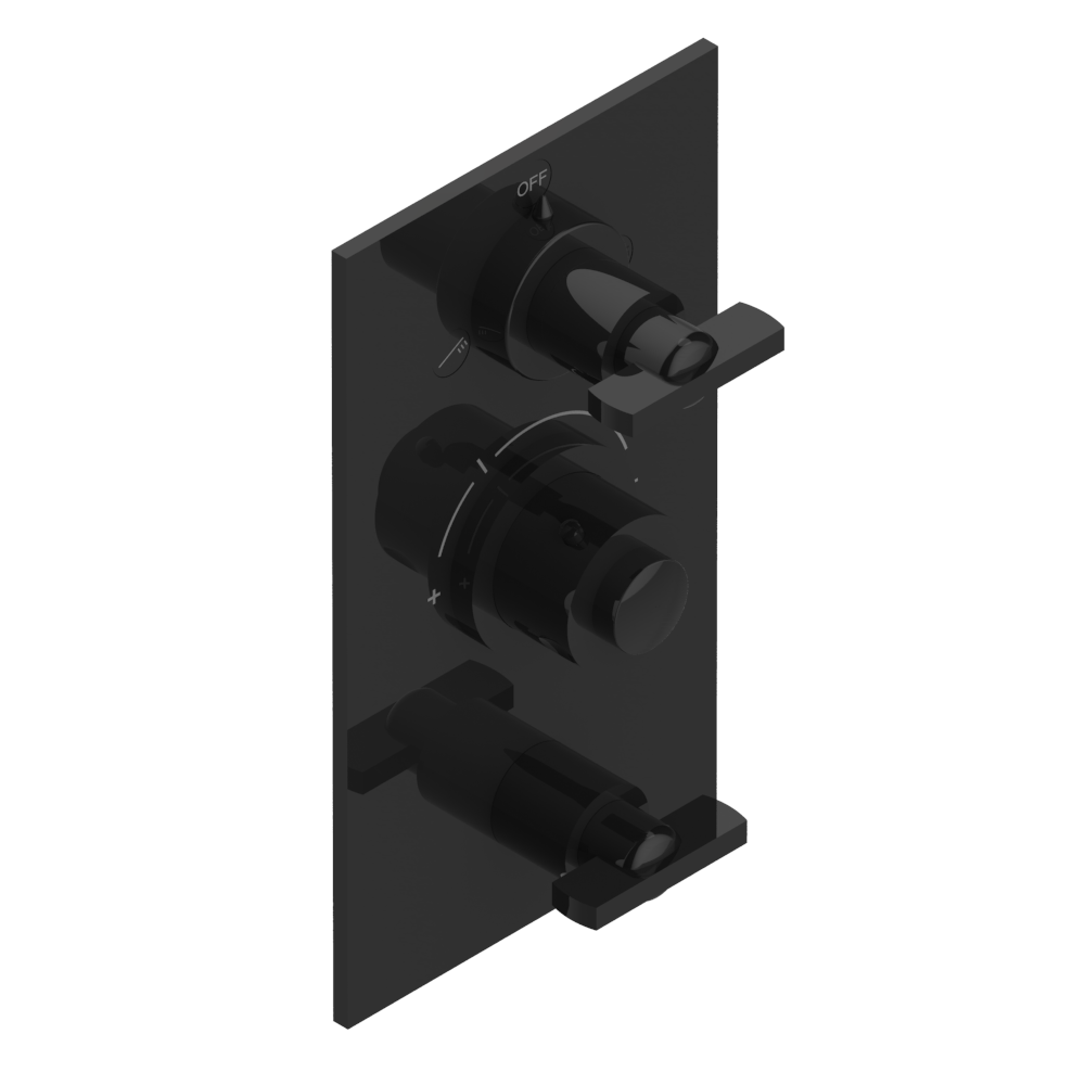 Set de finition THG pour douche thermostatique à encastrer 3 fonctions avec une fonction arrêt et 2 sorties et une fonction arrêt simple - Collection "Le 11" — vue 2