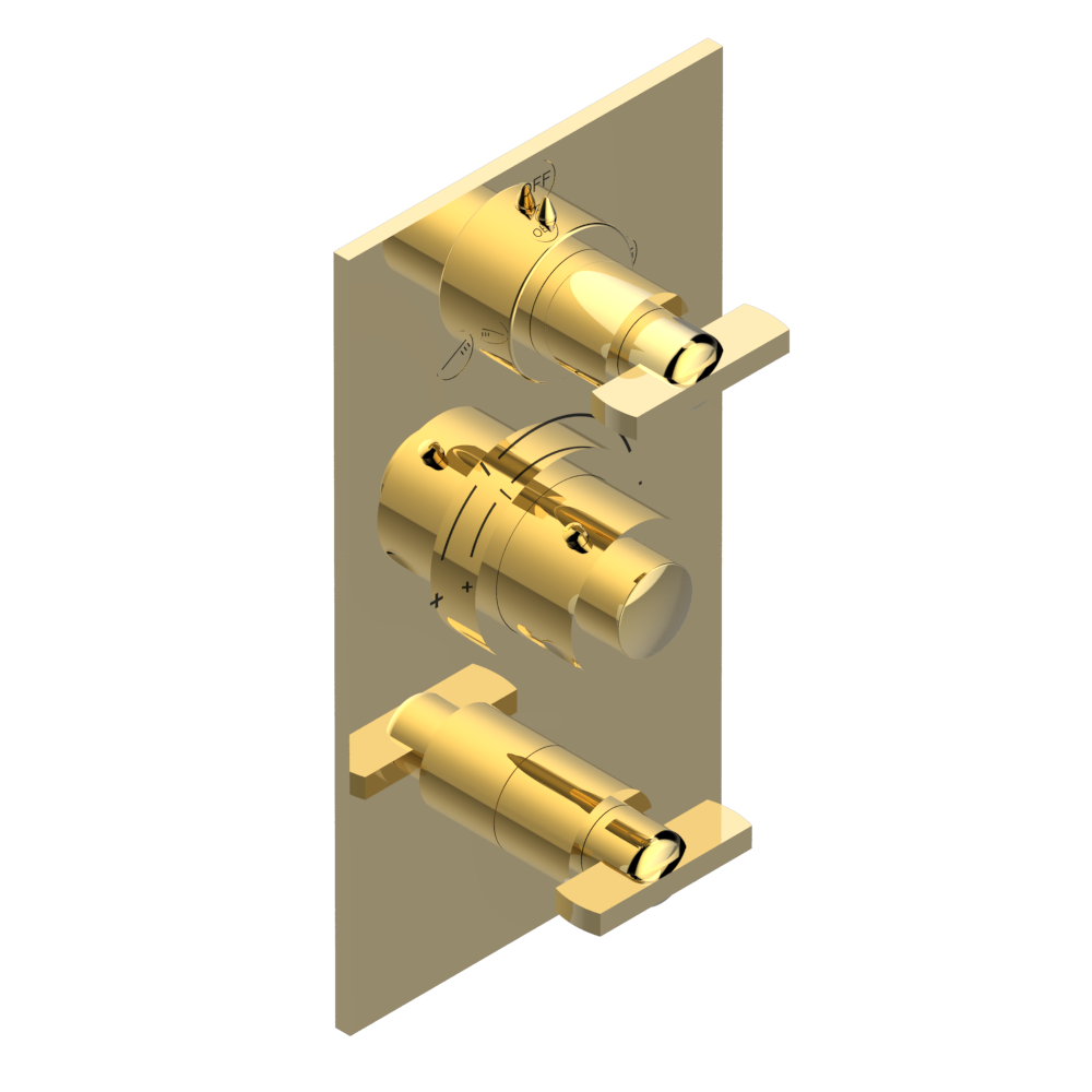 Set de finition THG pour douche thermostatique à encastrer 3 fonctions avec une fonction arrêt et 2 sorties et une fonction arrêt simple - Collection "Le 11" — vue 3