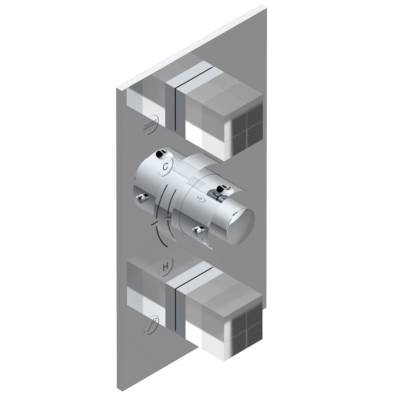 Set de finition THG pour douche thermostatique à encastrer avec deux robinets d&#39;arrêt à 2 fonctions - Collection &quot;Soho&quot;