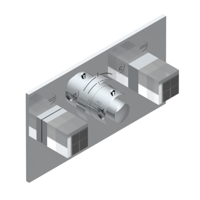 Set de finition THG pour douche thermostatique à encastrer avec deux robinets d&#39;arrêt pour installation horizontale à 2 fonctions - Collection &quot;Soho&quot;