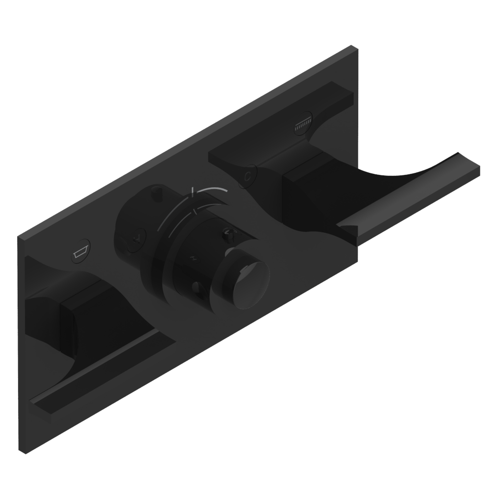 Set de finition THG pour douche thermostatique à encastrer avec deux robinets d'arrêt pour installation horizontale à 2 fonctions - Collection "Pure" - vue 2