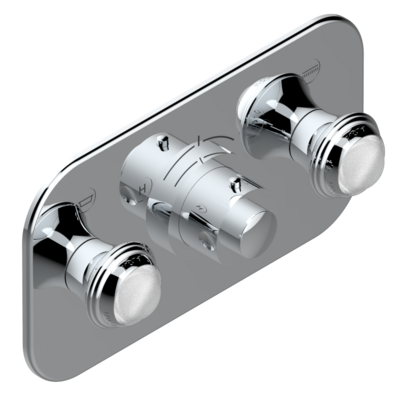 Set de finition THG pour douche thermostatique à encastrer avec deux robinets d&#39;arrêt pour installation horizontale à 2 fonctions - Collection &quot;Papillon&quot;