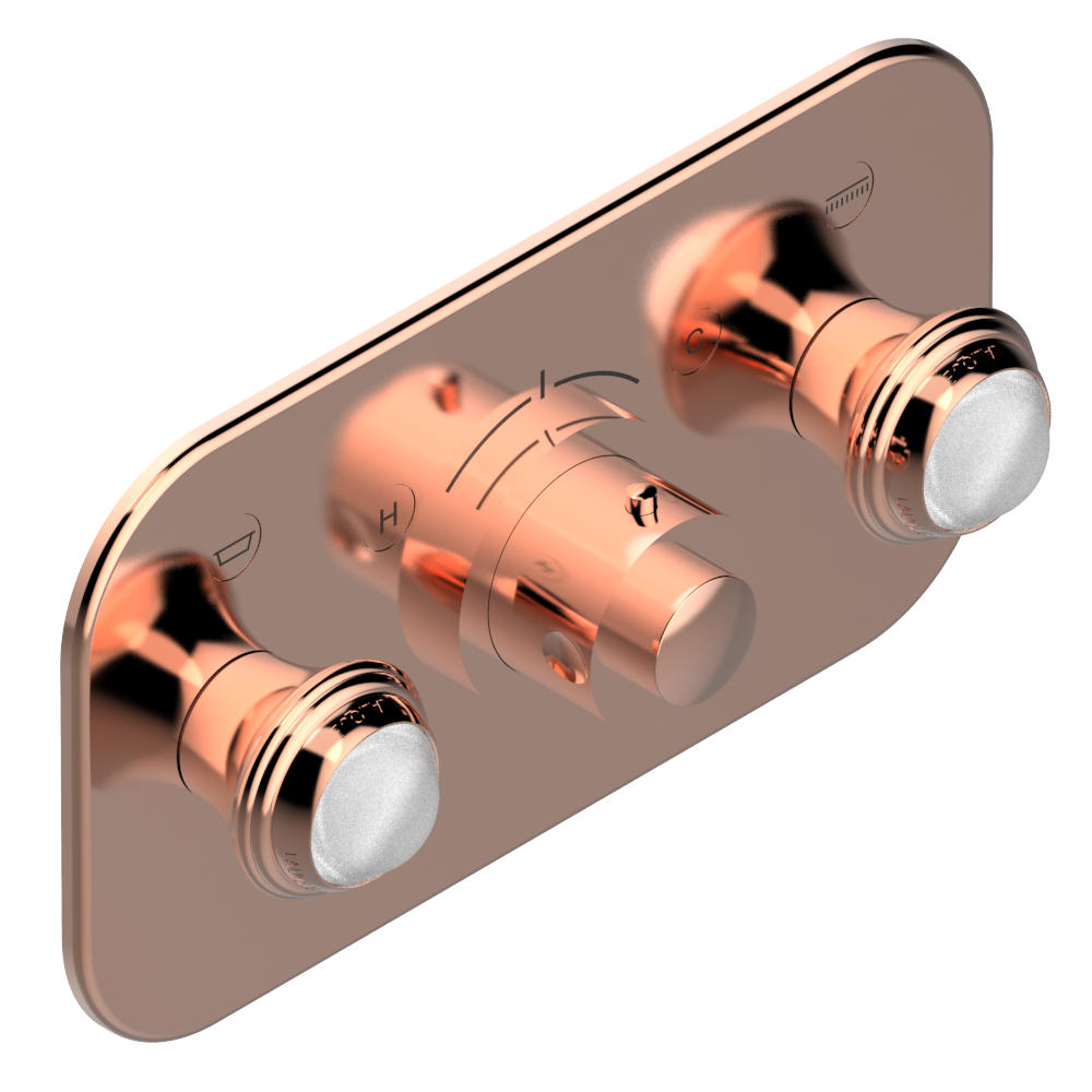 Set de finition THG pour douche thermostatique à encastrer avec deux robinets d'arrêt pour installation horizontale à 2 fonctions - Collection "Papillon"