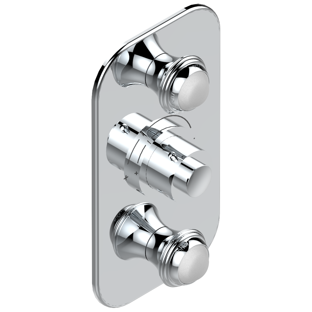 Set de finition THG pour douche thermostatique à encastrer avec deux robinets d&#39;arrêt à 2 fonctions - Collection &quot;Papillon&quot;