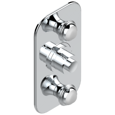 Set de finition THG pour douche thermostatique à encastrer avec deux robinets d&#39;arrêt à 2 fonctions - Collection &quot;Papillon&quot;