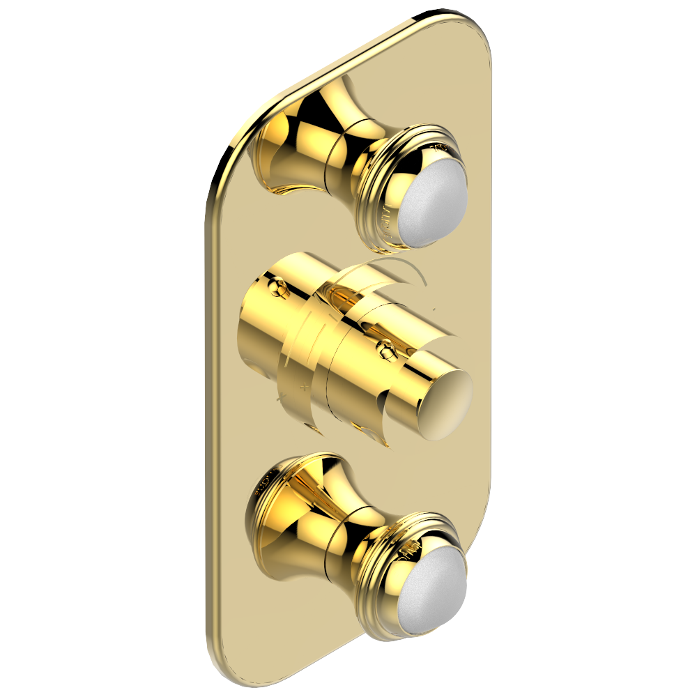 Set de finition THG pour douche thermostatique à encastrer avec deux robinets d'arrêt à 2 fonctions - Collection "Papillon"