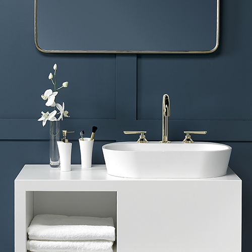 Mélangeur de lavabo 3 trous THG avec vidage bec haut pour serrage marbre - Collection "Dean" - vue 6