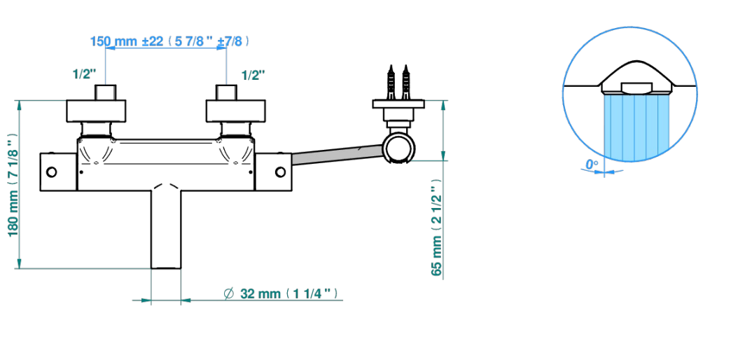 Mitigeur thermostatique de bain / douche THG mural - Collection "O" - vue 12