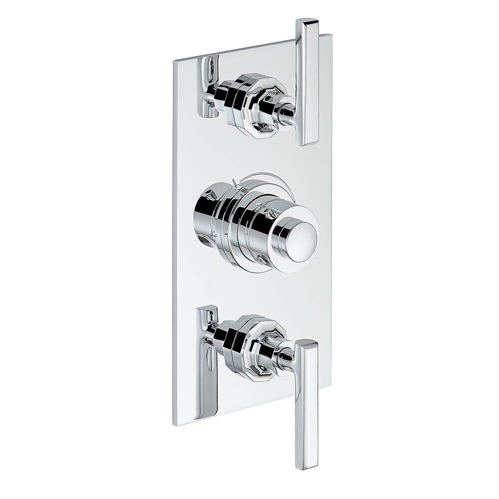 Set de finition THG pour douche thermostatique à encastrer avec deux robinets d&#39;arrêt à 2 fonctions - Collection &quot;Les Ondes à manettes&quot;