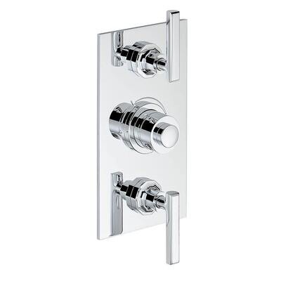Set de finition THG pour douche thermostatique à encastrer avec deux robinets d&#39;arrêt à 2 fonctions - Collection &quot;Les Ondes à manettes&quot;
