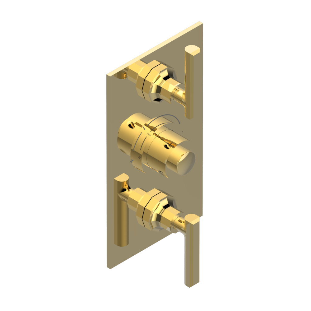 Set de finition THG pour douche thermostatique à encastrer avec deux robinets d'arrêt à 2 fonctions - Collection "Les Ondes à manettes" — vue 3