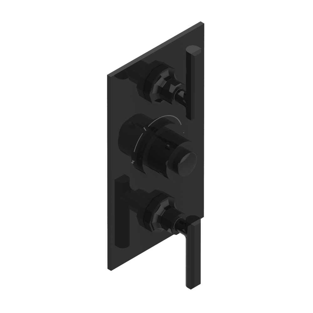 Set de finition THG pour douche thermostatique à encastrer avec deux robinets d'arrêt à 2 fonctions - Collection "Les Ondes à manettes"