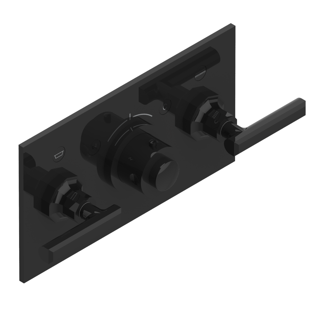Set de finition THG pour douche thermostatique à encastrer avec deux robinets d'arrêt pour installation horizontale à 2 fonctions - Collection "Les Ondes à manettes"