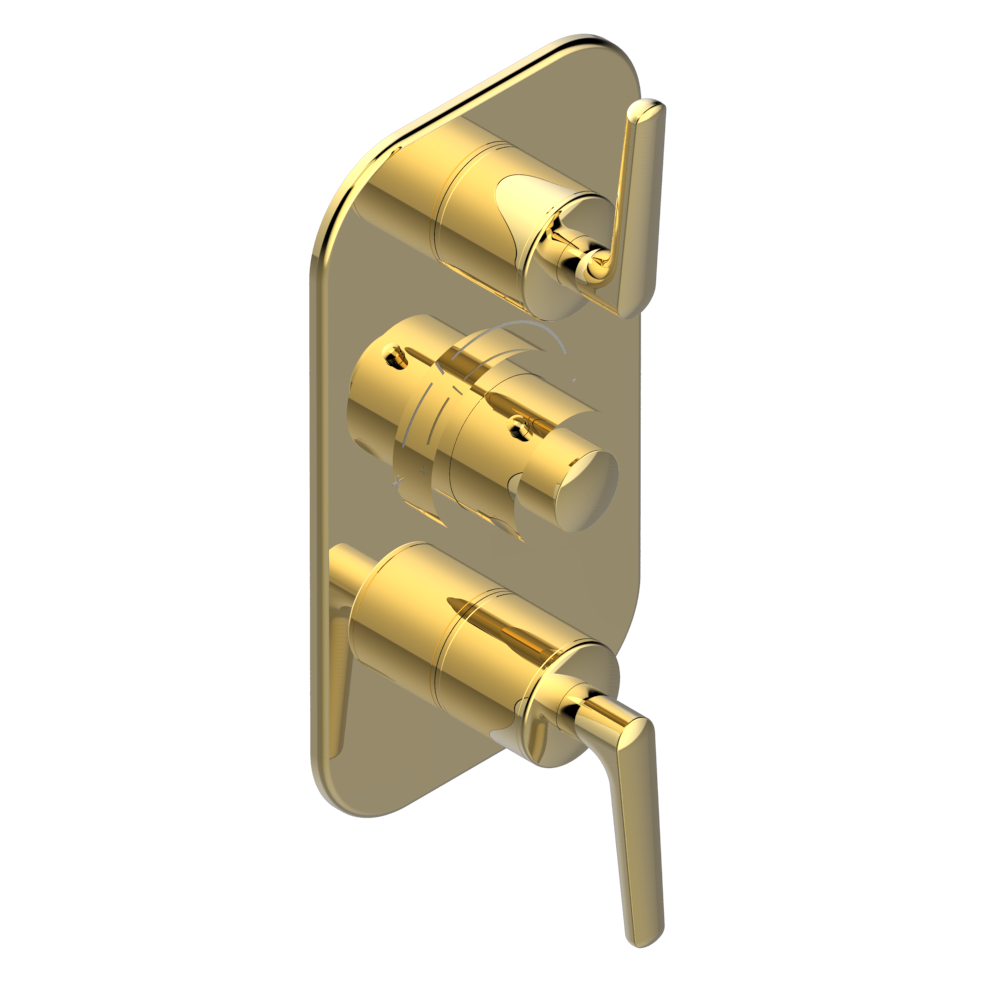 Set de finition THG pour douche thermostatique à encastrer avec deux robinets d'arrêt - Collection "Bondi à manettes" - vue 3