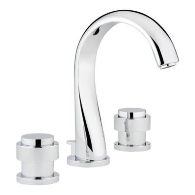 Mitigeur de lavabo 3 trous THG Diplomate avec bonde clic-clac, finition chromée, bec fixe.