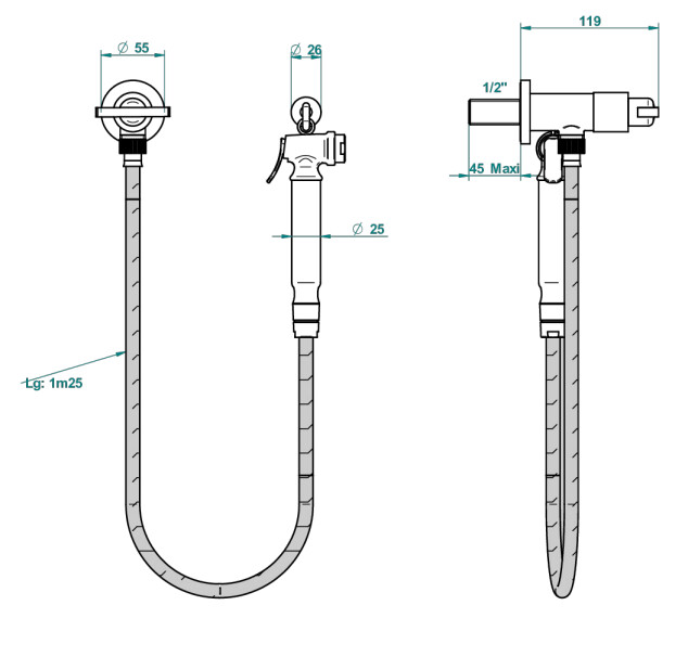 Ensemble hygiénique de WC THG avec robinet d'arrêt - Collection "Le 11" — vue 4