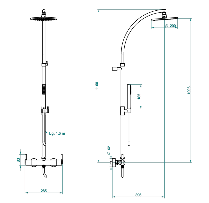 Colonne de douche thermostatique THG - Collection "Anoa" - vue 2