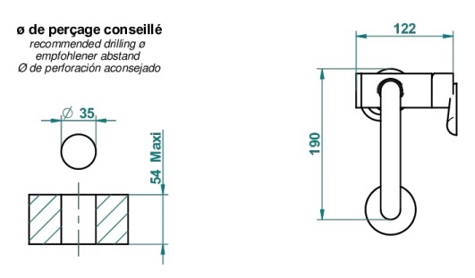 Mitigeur de lavabo monotrou THG 190 avec vidage bec haut - Collection "Dean" - vue 4