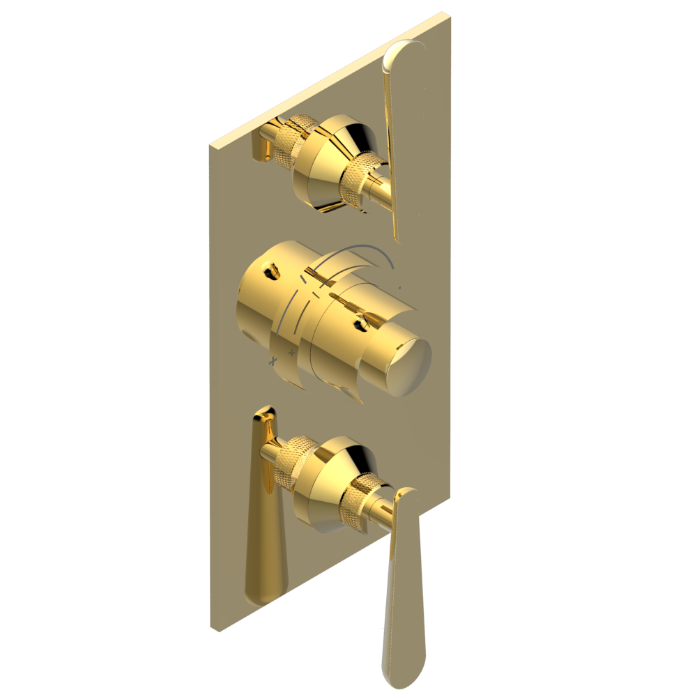 Set de finition THG pour douche thermostatique à encastrer avec deux robinets d'arrêt - Collection "Dean" — vue 3