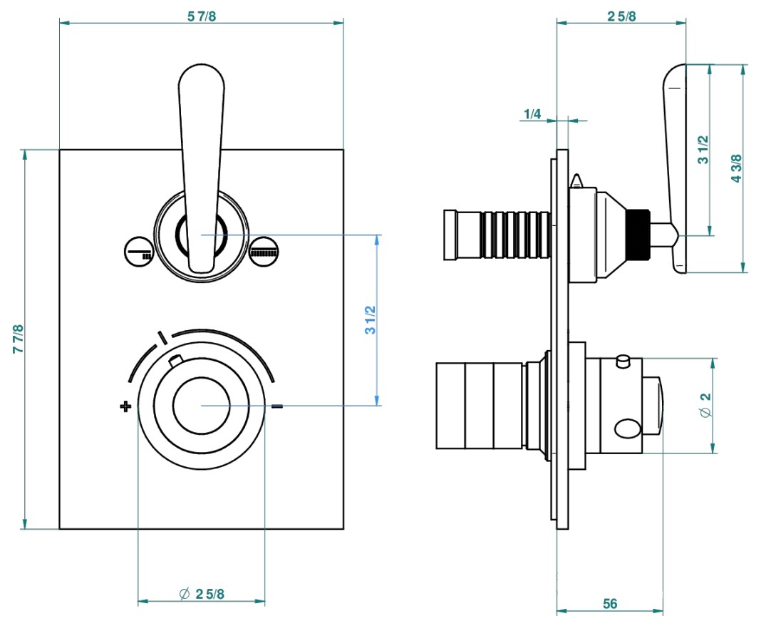 Set de finition THG pour douche thermostatique à encastrer 2 fonctions avec inverseur - Collection "Dean" - vue 5